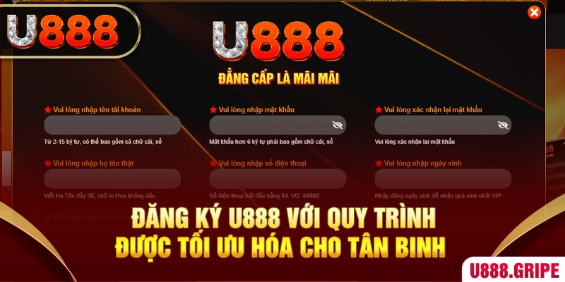 Đăng ký U888 với quy trình được tối ưu hóa cho tân binh 